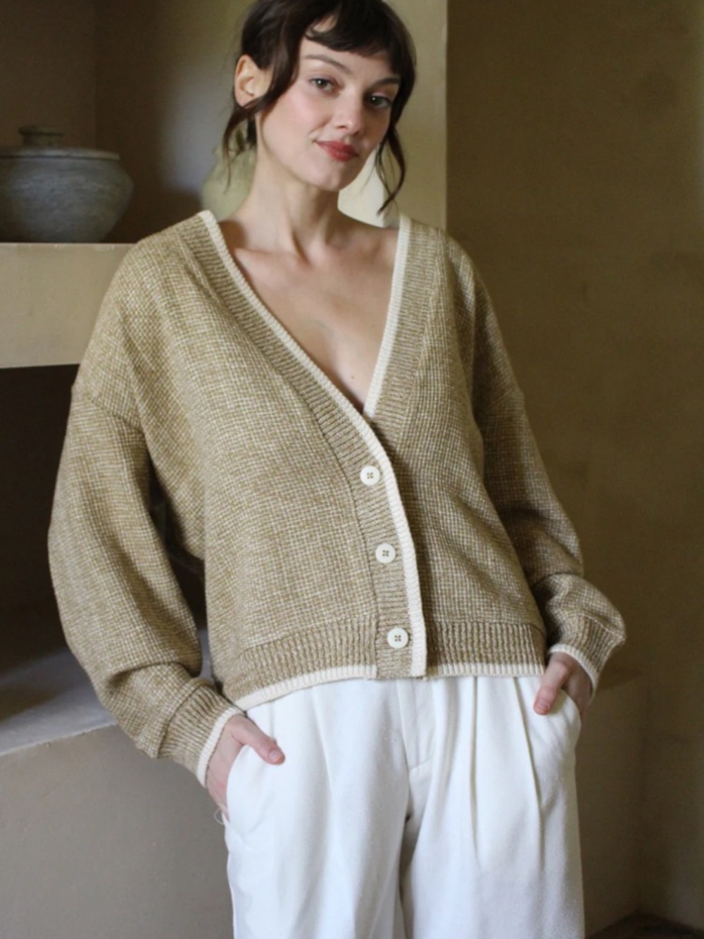 Na Nin Raymond Basketweave Silk Knit Cardigan